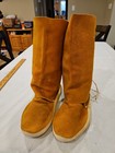 Vintage Navajo Style Suede Moccasin Boots High Top Side Lace Soft Sole Tan Sz 9