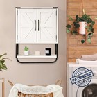  Farmhouse Medicine Cabinet With 2 Barn Door  Wood Wall Mounted Storage Cabinet 