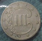 1852 Silver Three-cent Piece  United States Of America 3c Silver Trime  Usa Coin