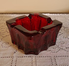 Vtg 4 5  Mid Century Viking Glass Ruby Red Square Ashtray Heavy
