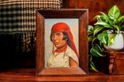 Fantastic Signed South American Woman Portrait Antique Oil Painting Art Culture