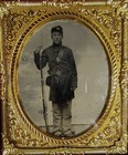 Tintype Of Uniformed Civil War Soldier With Rifle Full Body In Full Case Nice