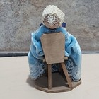 Vintage Miniature Granny Bobbin Lace Making Doll Blinking Eyes