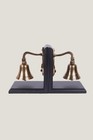 Nautical Brass Bell Bookends  Vintage Ship Bell Book Ends  Metal   Wood Bookshel