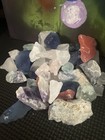Mixed Raw Crystals   Slag Glass Lot - Amethyst Rose Quartz Crafters Treasure