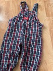 Vintage 90s Oshkosh Bgosh Overalls Vestbak Plaid Christmas Snowman 18months