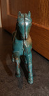 Rare Antique Williams arcade  Blue Cast Iron Prancing Horse Bank Small Sticker
