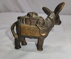 Vintage Brass Donkey Mule Figurine Statue W  Pack Saddle 2 5 