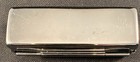 Vintage Silver Tone Mk Lipstick Case Holder Inside Mirror With Clear Rhinestones