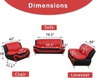Living Room Couch Furniture Set Leather Black   Red Sofa Loveseat And Chair New