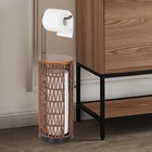 Free Standing Toilet Paper Holder Stand W  Storage Rattan Bathroom Organizer New