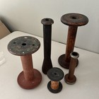 Vintage Wooden Textile Bobbins Spools Industrial Decor Primitive Mill Lot Of 5
