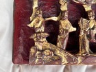 Antique Hand Carved Wood Chinese Asian Panel Plaque Carving Painted Wooden Men