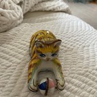 Vintage Tin Friction Toy Cat With Toy Ball Made In Japan Original Works