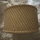 Vintage 1950s Princess Algonquin Il Tan Wicker Sewing Basket Floral Motif Round
