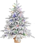 3ft Prelit Flocked Tabletop Christmas Tree Artificial Mini Xmas Tree   100 Light