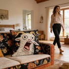 Surreal Art Screaming Goat Linen Pillow Covers Cushion Case Housewarming Gift---