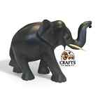 Handcrafted Wooden Elephant Statue - Black Carved Figurine   Home Decor  Unique