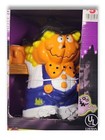 New Vtg Plastic Blow Mold Halloween Pumpkin Head Scarecrow Flickering Light 10 