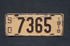 1918 South Dakota License Plate   3045 - Original Paint