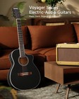 Donner Voyager Acoustic Electric Guitar Jf Cutaway 3 4 Built-in Pickup   Black