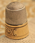 Vintage Sterling Silver Simon Brothers Thimble  bell Mark  Gold Floral Design