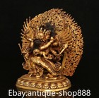 6   Old Tibet Buddhism Purple Bronze Gold Mahakala Wrathful Deity Buddha Statue