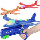 Airplane Launcher Toys With Led Foam Gliders  Outdoor Gift For Kids 4-9