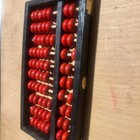 Lotus Flower Brand Chinese Abacus  Perfect Condition Black With Red Beads Brass 
