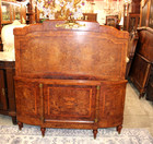 French Antique Louis Xvi Burled Walnut Full Size Bed With Rails   Slats 