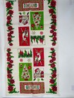 Vtg Linen Christmas Holiday Tea Towel Poinsettia Deer Mcm Style