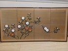 Vintage 4-panel Hand-painted Silk Japanese Byobu Folding Screen 24x46