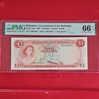 Bahamas Government 1965  3 Banknote Pmg 66 Epq Pick 19a Tdlr Shellfish