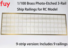 1 100 Brass Photo-etched 3-rail Ship Railings For Rc Model