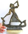 Rare Antique Bronze Statue Sculpture Egyptian King Tut Mounted Boat Marble 