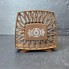 Vintage Mid Century Modern Brown Plastic Napkin Holder Atomic Sunburst Design