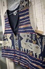 Ikat Folk Art Tapestry Vest Xl Raindey Animals Indonesia Vintage Hand Made Rug