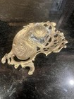 Vintage Andrea By Sadek Inkwell Ornate Solid Brass Art Nouveau Victorian Footed
