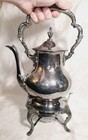 Vtg Epca Poole Silver Plated Old English Tilting Teapot On Warmer