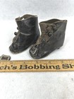 Antique Doll Shoes Leather High Button Heels Metal Bows 3 25 Long Original 19thc