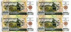  super Rare  4 Uncut Cambodia China 60th Commemorative P71 2000 Riel Unc 2018