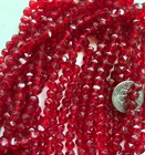 Vtg Antique 4mm Cranberry Red W gold Glow English Cut Round Czech Glass Beads