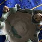 Frog On A Lily Pad Glazed Pottery Planter trinket Dish Signed