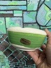 Vintage Haeger Ribbed Round Ashtray White Green Mid Century Design - Dead Stock