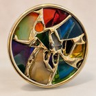 Vintage Mercedes Brass Double Wheel Kaleidoscope Signed W  Wood Stand