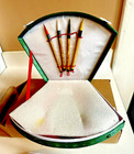 Vintage Boxed Calligraphy Set Green Silk Cover Complete New In Box