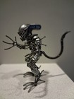 Handcrafted Metal Xenomorph Statue Recycled Steel Alien Sculpture Industrial Art