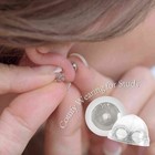 14k Yellow white Gold Stud Earrings  0 1-2 0ct Round Cubic Zirconia Solitaire