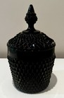 Vintage Rare Indiana Glass Tiara Black Diamond Point  Lidded Ice Bucket