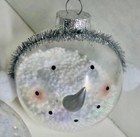 Vintage Glass Snowman   s Face Christmas Tree Ornaments  set Of 2 